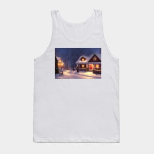 Old , ancient European village , town in winter horror design Tank Top